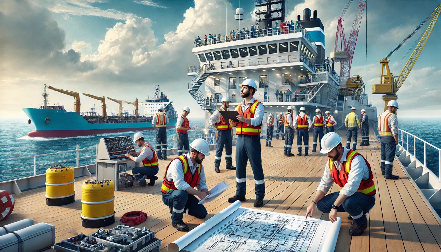 Maritime professionals working together
